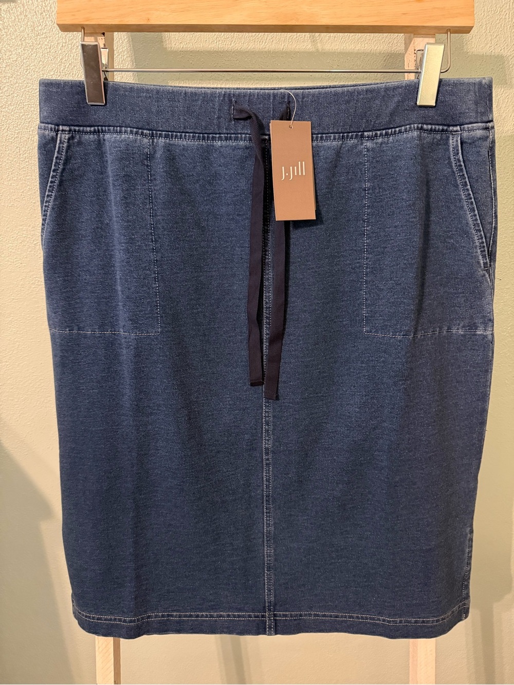 NWT J. Jill Pure Jill Indigo Skirt Sea Wash Pockets Stretch Size S